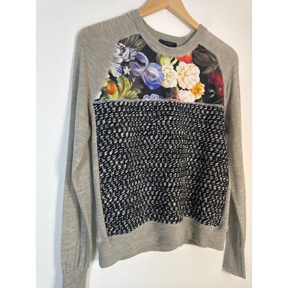 J.Crew Mixed Media Merino Wool Floral & Tweed Sweater  - M - Picture 2 of 7